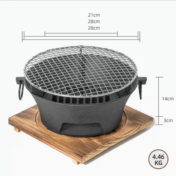 爆款碳爐燒烤煮茶器具套裝（特大號28CM單爐+烤網+木底座）