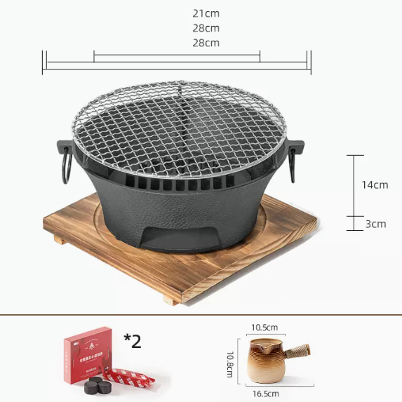 爆款炭碳爐燒烤煮茶器具套裝（全套推薦[28CM全套+2盒速燃炭+罐罐壺]）