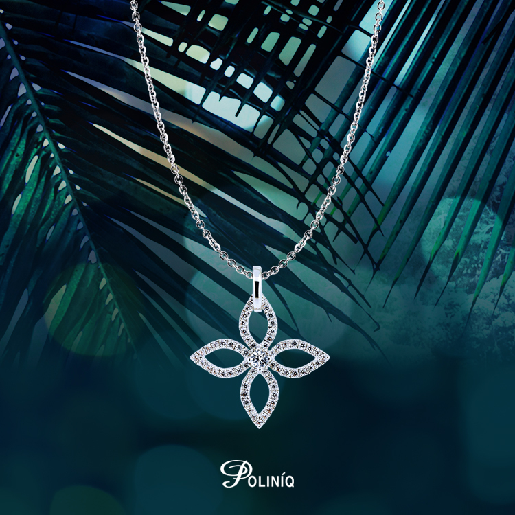 925純銀「綻放」晶鑽項墜+白鋼項鍊-ADSNP0171