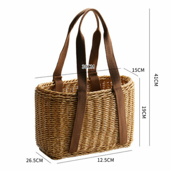 New Basket Basket Outdoor Outing Picnic Basket (Light Two-Color) Size: 30*15*19CM)