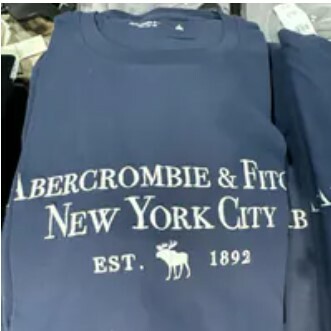 [S] A&F EMBROIDERED LOGO TEE TOP,BLUE, 175-123-0169-023 [FINAL SALE] (SAF63)