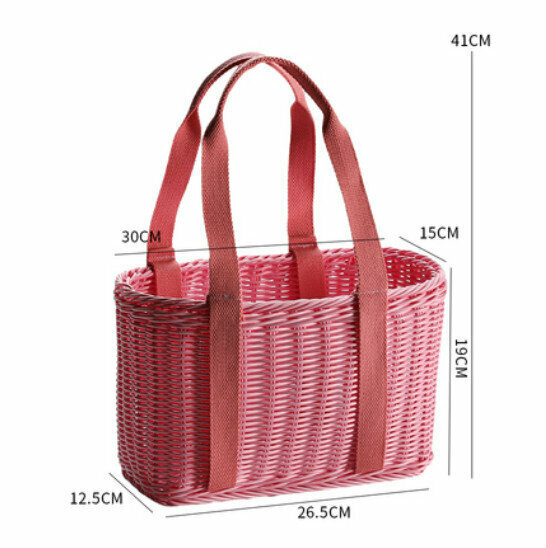 New Basket Basket Outdoor Outing Picnic Basket (Pink) Size: 30*15*19CM)