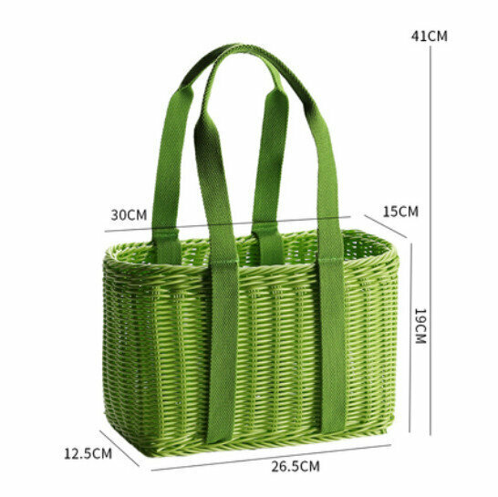 New Basket Basket Outdoor Picnic Basket (Green) Size: 30*15*19CM)