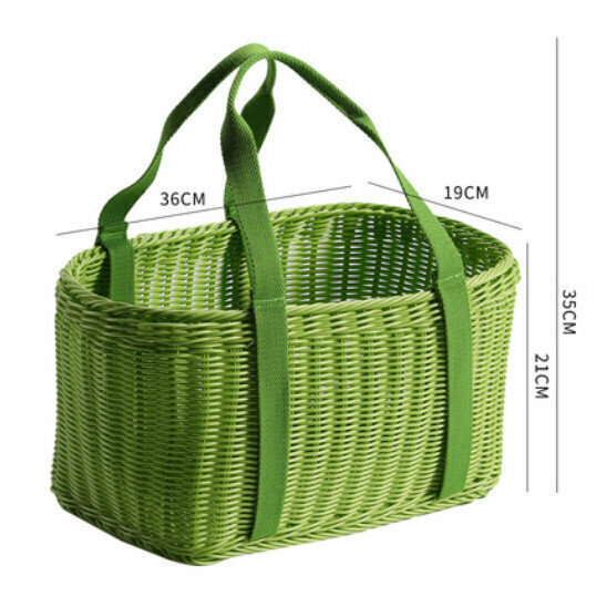 New Basket Basket Outdoor Outing Picnic Basket (Green) Size: 36*19*21CM)