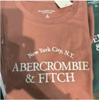 [S] A&F LOGO LETTERING PRINT T-SHIRT,MAROON, 185-157-0143-445 [FINAL SALE] (SAF64)