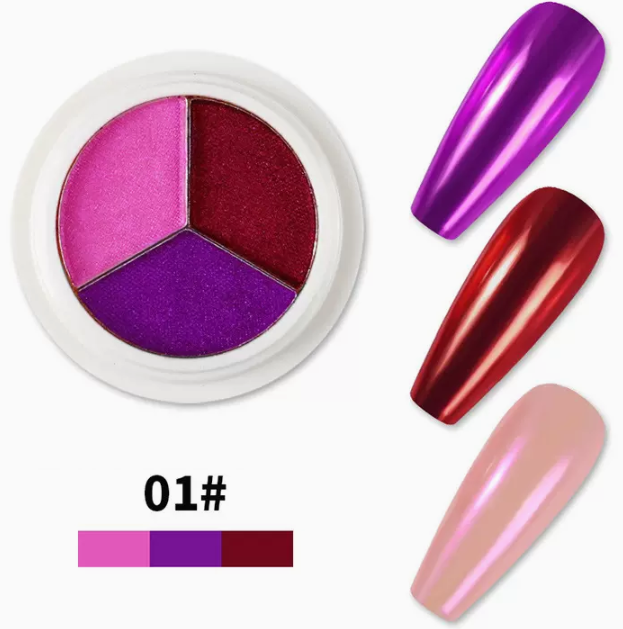 Hot Recommended Nail Art Accessories: Nail Art Solid Three-Color Magic Mirror Powder 01#~06# (Small Bottle) After placing an order, confirm the delivery style with customer service