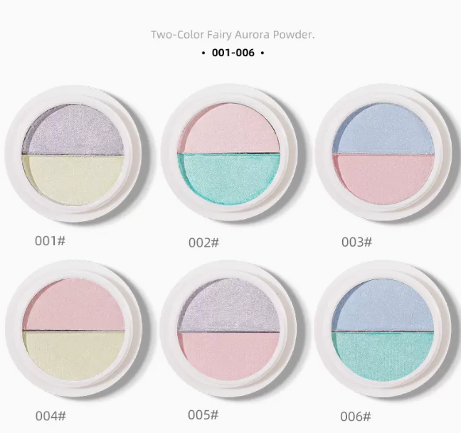 Hotly recommended nail art accessories two-color solid aurora powder 01-06# (two-color small bottle/6 styles)