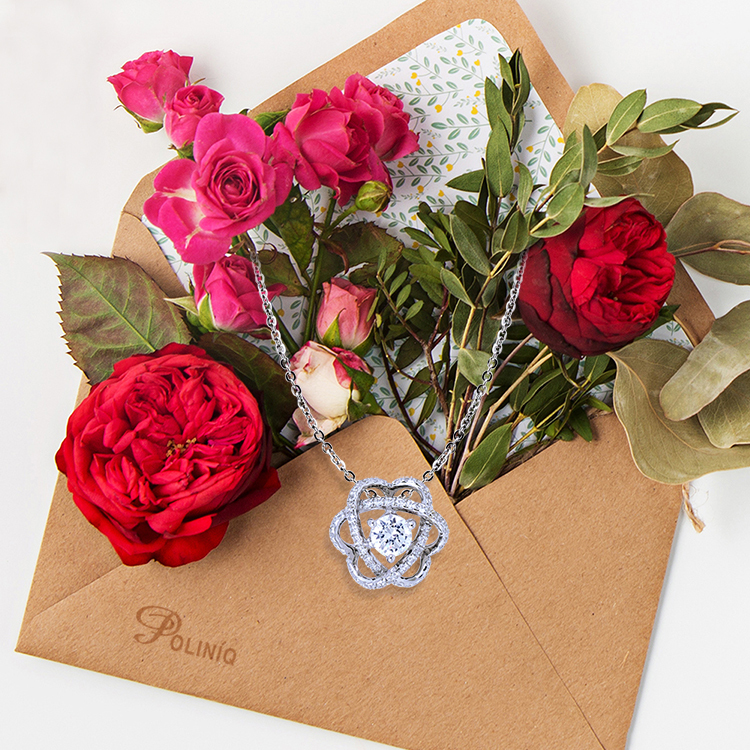 925純銀「山茶花 」滿鑽款項墜+贈白鋼項鍊-ADSWP0072