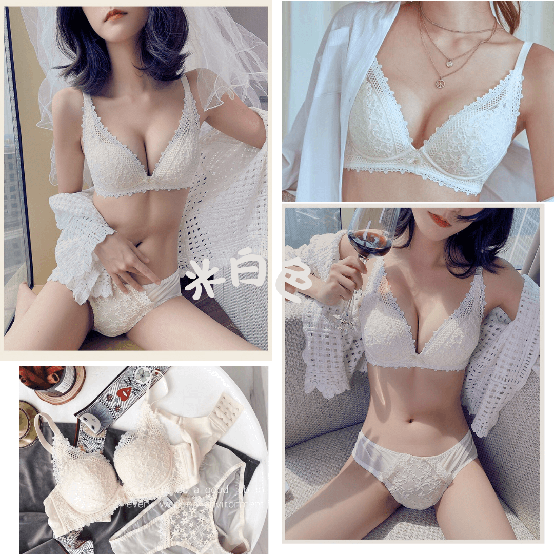 網紅chic無鋼圈高級蕾絲內衣套裝