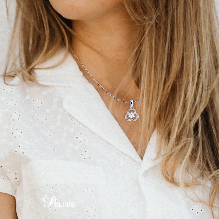 925純銀「小山茶花」項墜+贈白鋼項鍊-ADSWP0082