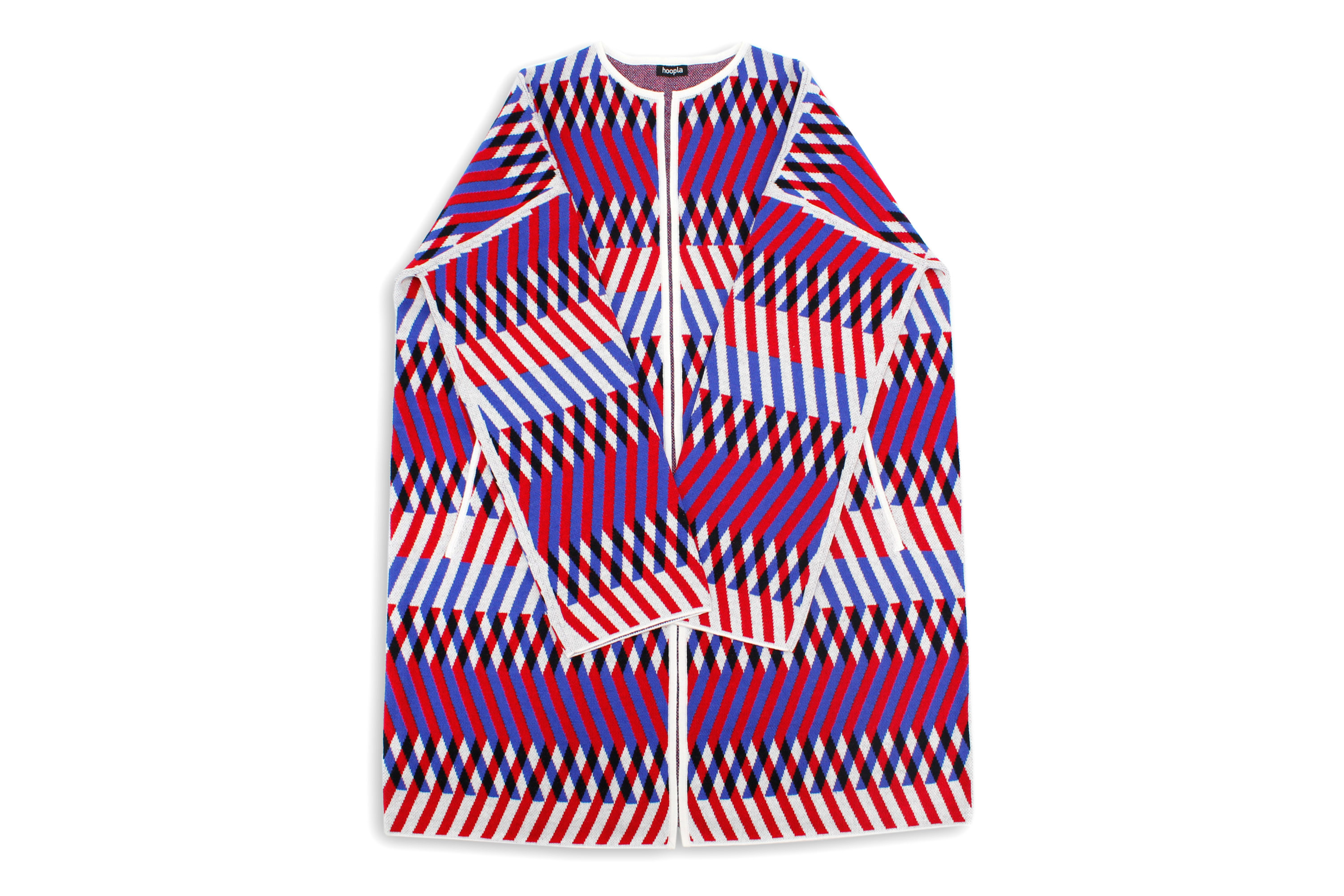 紅白藍三色條紋斜開胸外套