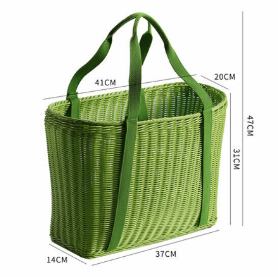 New Basket Basket Outdoor Picnic Basket (Green) Size: 41*20*31CM)