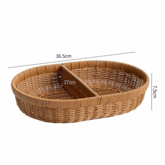 New Handmade Imitation Basket Woven Storage Basket Outdoor Picnic Storage Basket (Brown - Compartment without Handle) Size: 36.5*7.5CM)