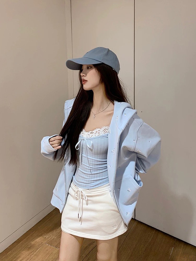 小碎花厚連帽外套-現貨實拍