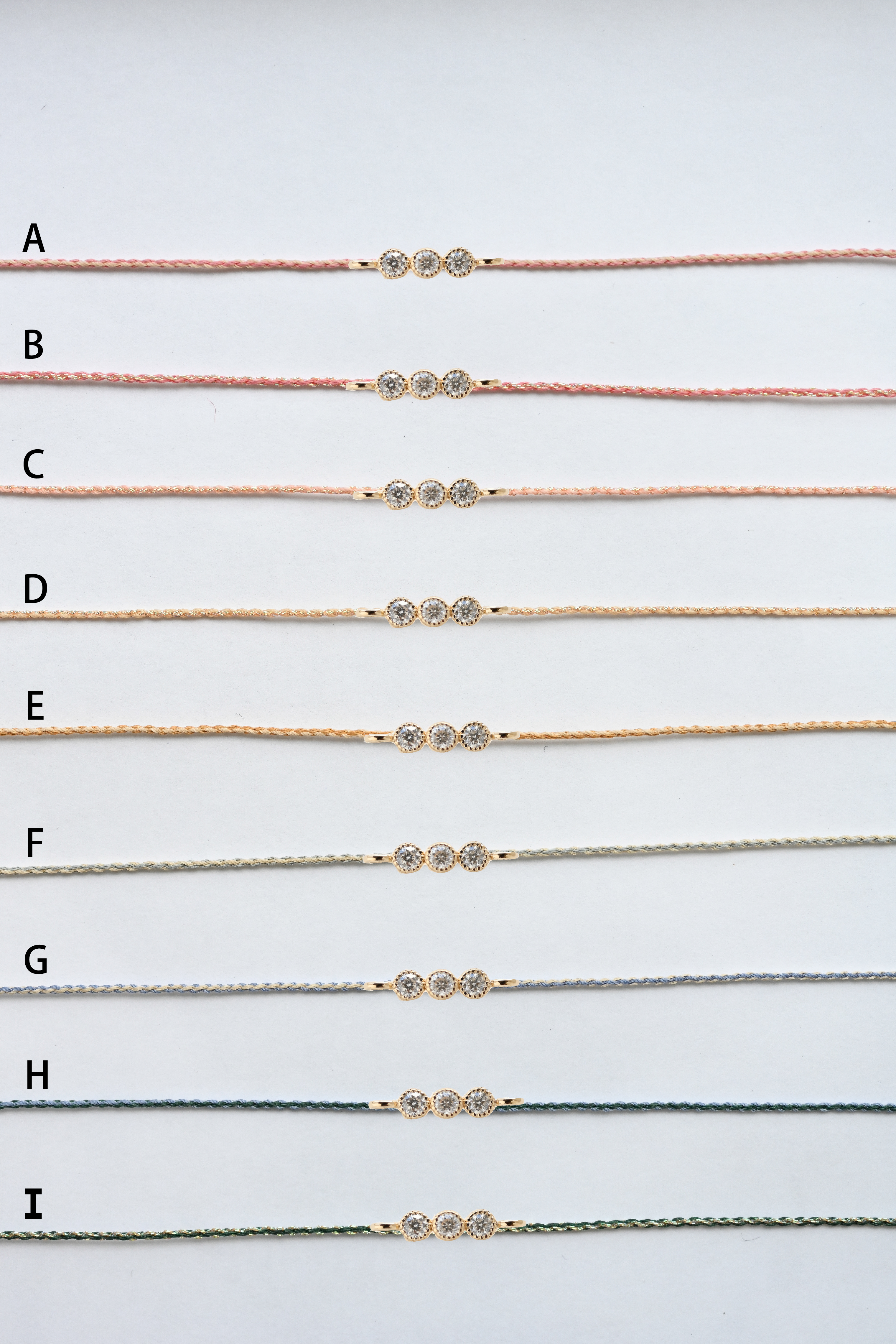 18K Trois  Diamond String Bracelet