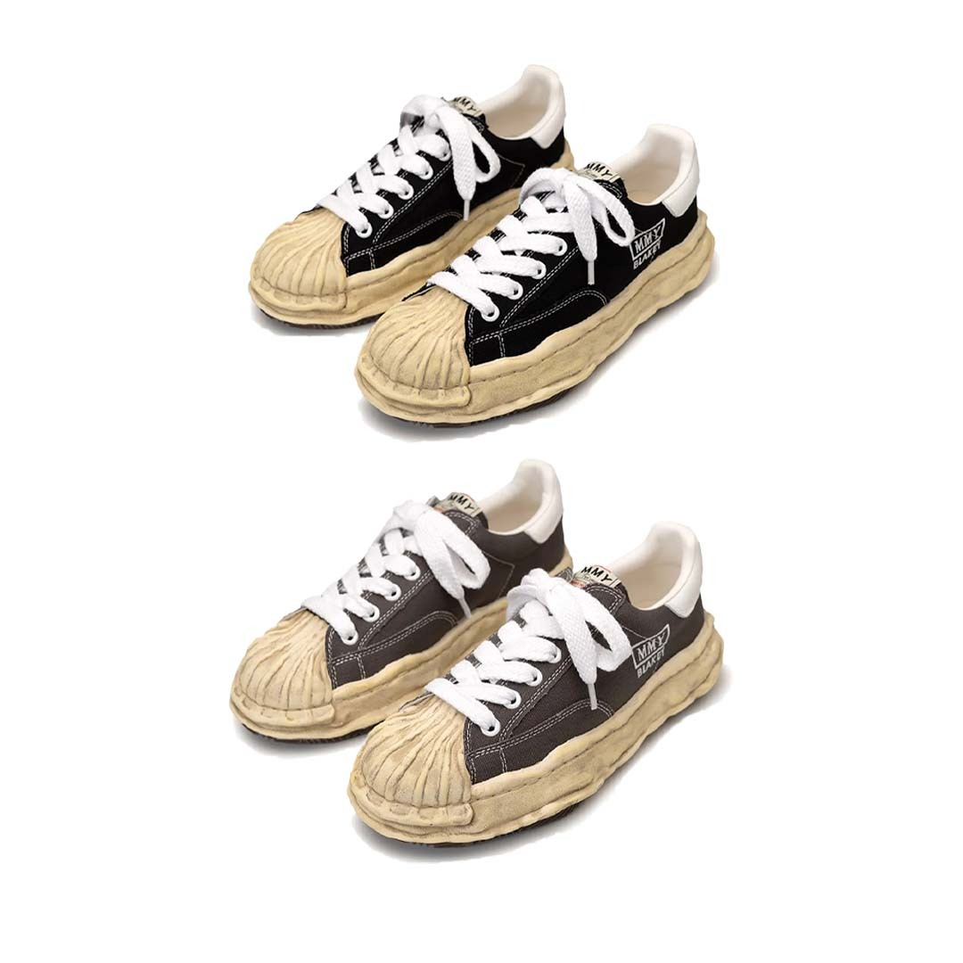 2024SS MAISON MIHARA YASUHIRO MMY BLAKEY OG Dyed Sole Canvas Low-top Sneaker 貝殼頭 洗舊 仿舊 水洗 刷色 開口笑 溶解鞋 現貨 A13FW728