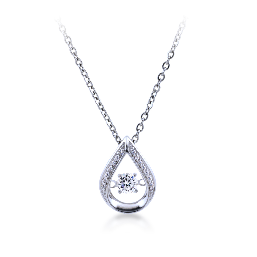 925純銀「水滴 閃爍動感」晶鑽項墜+贈白鋼項鍊-SDP0059