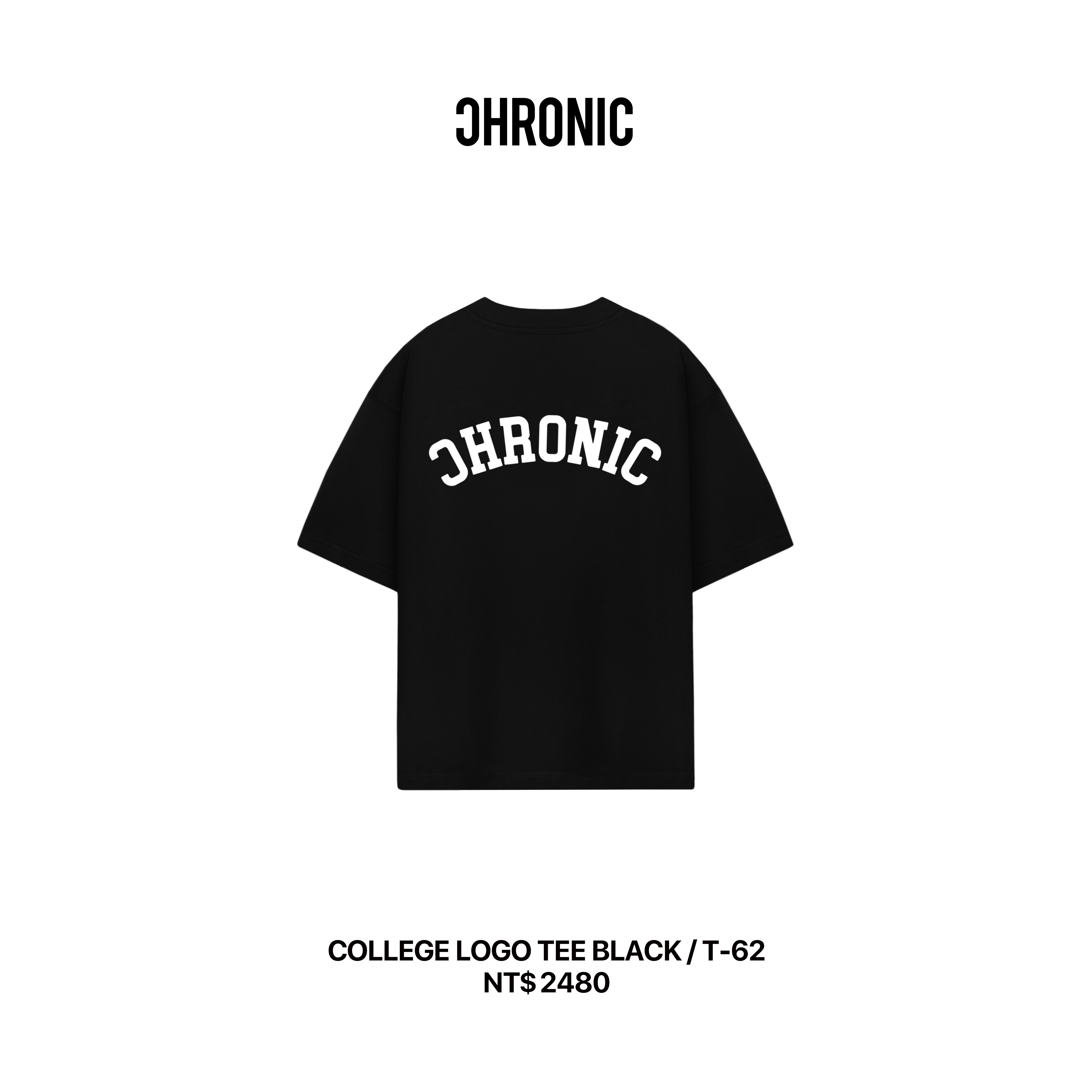 COLLEGE LOGO TEE BLACK / T-62