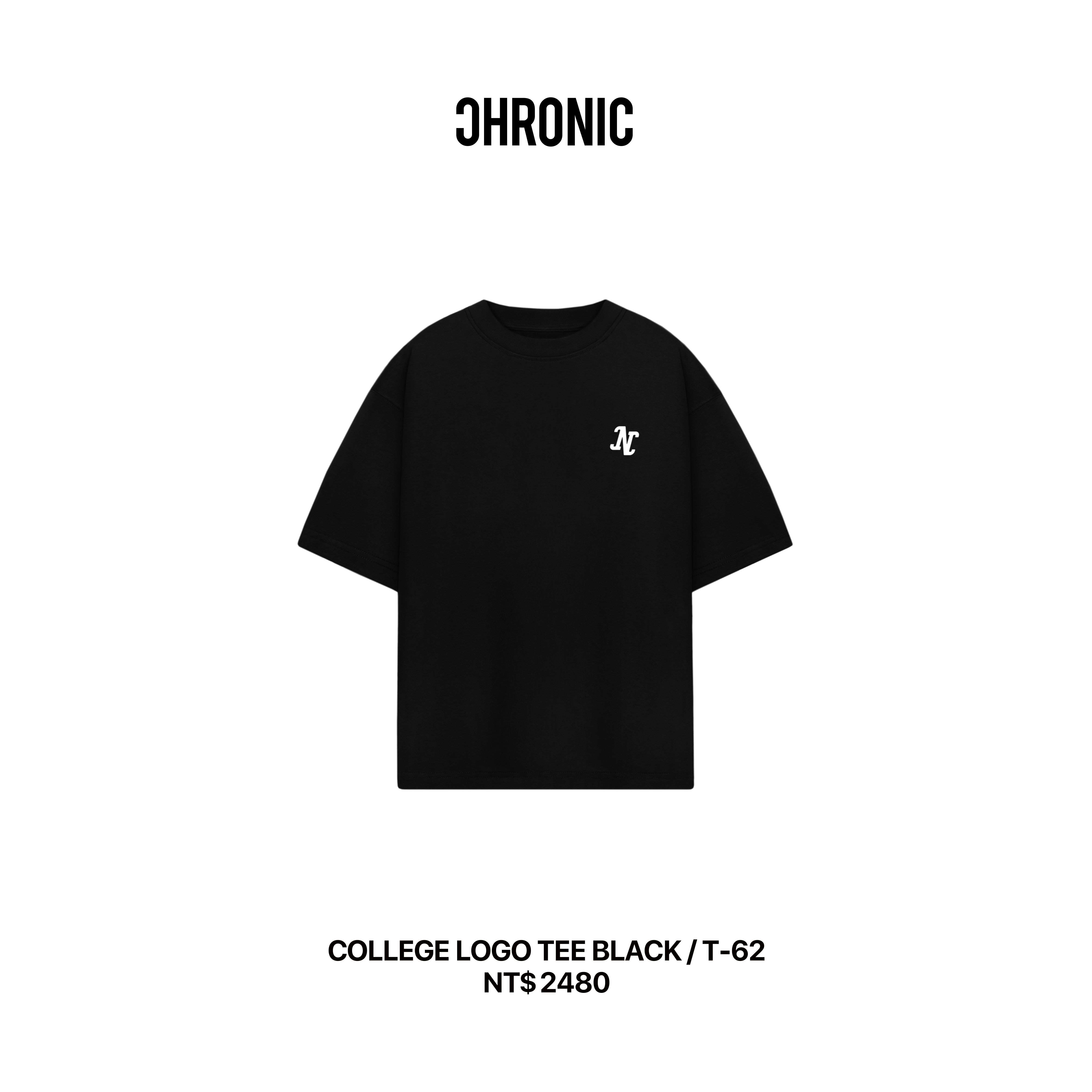 COLLEGE LOGO TEE BLACK / T-62