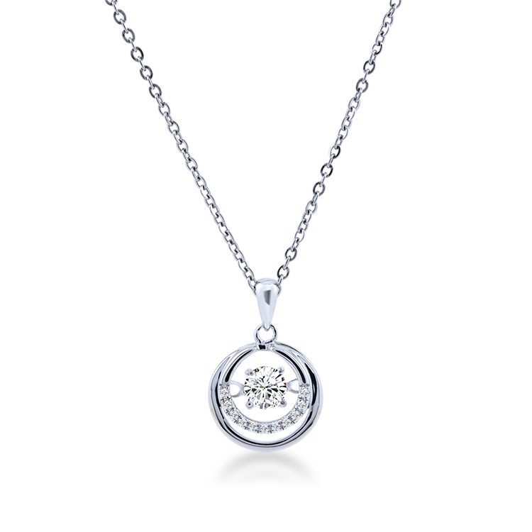 925純銀「微笑 閃爍動感」晶鑽項墜+贈白鋼項鍊 -SDP0060