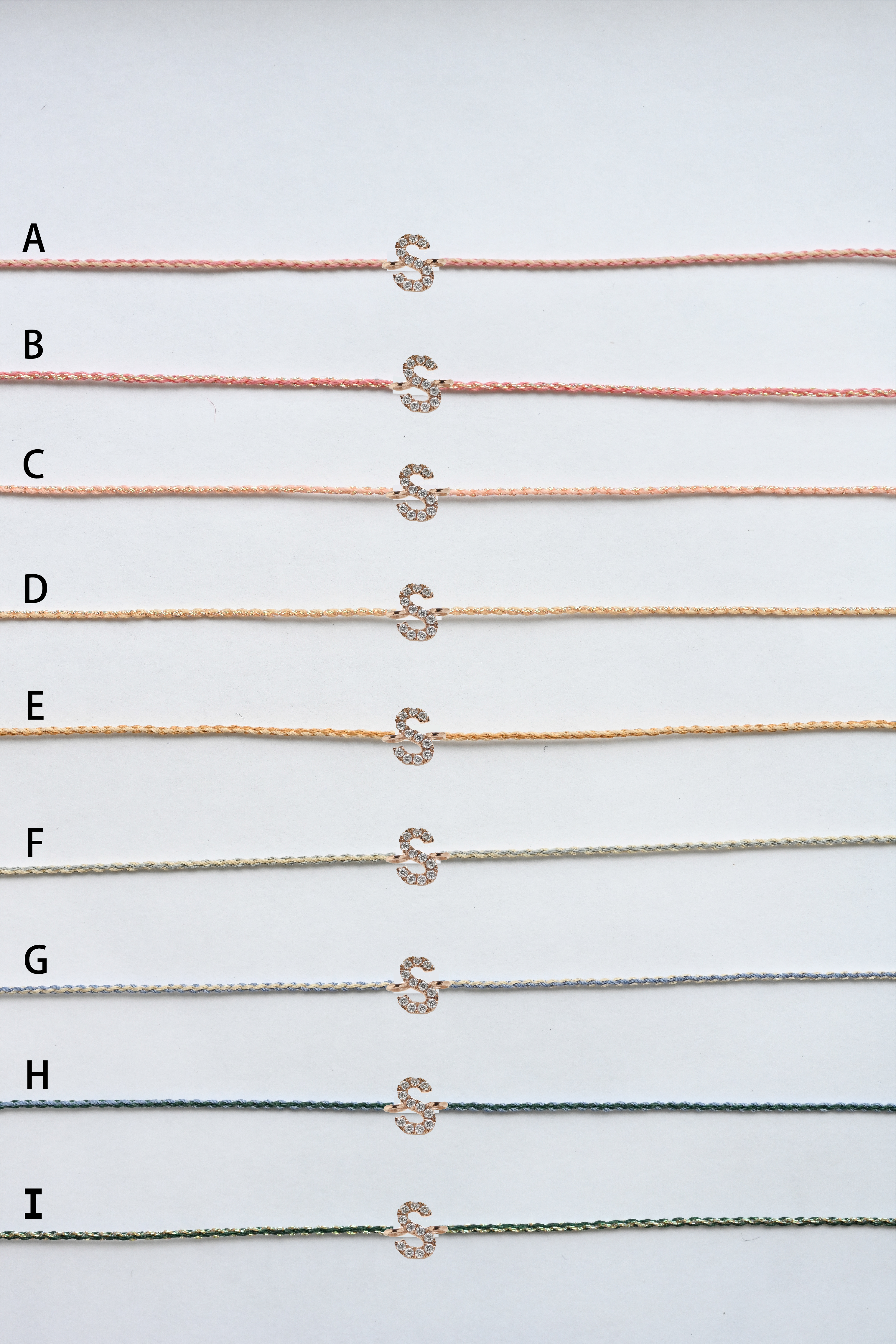 18K Initial Diamond String Bracelet