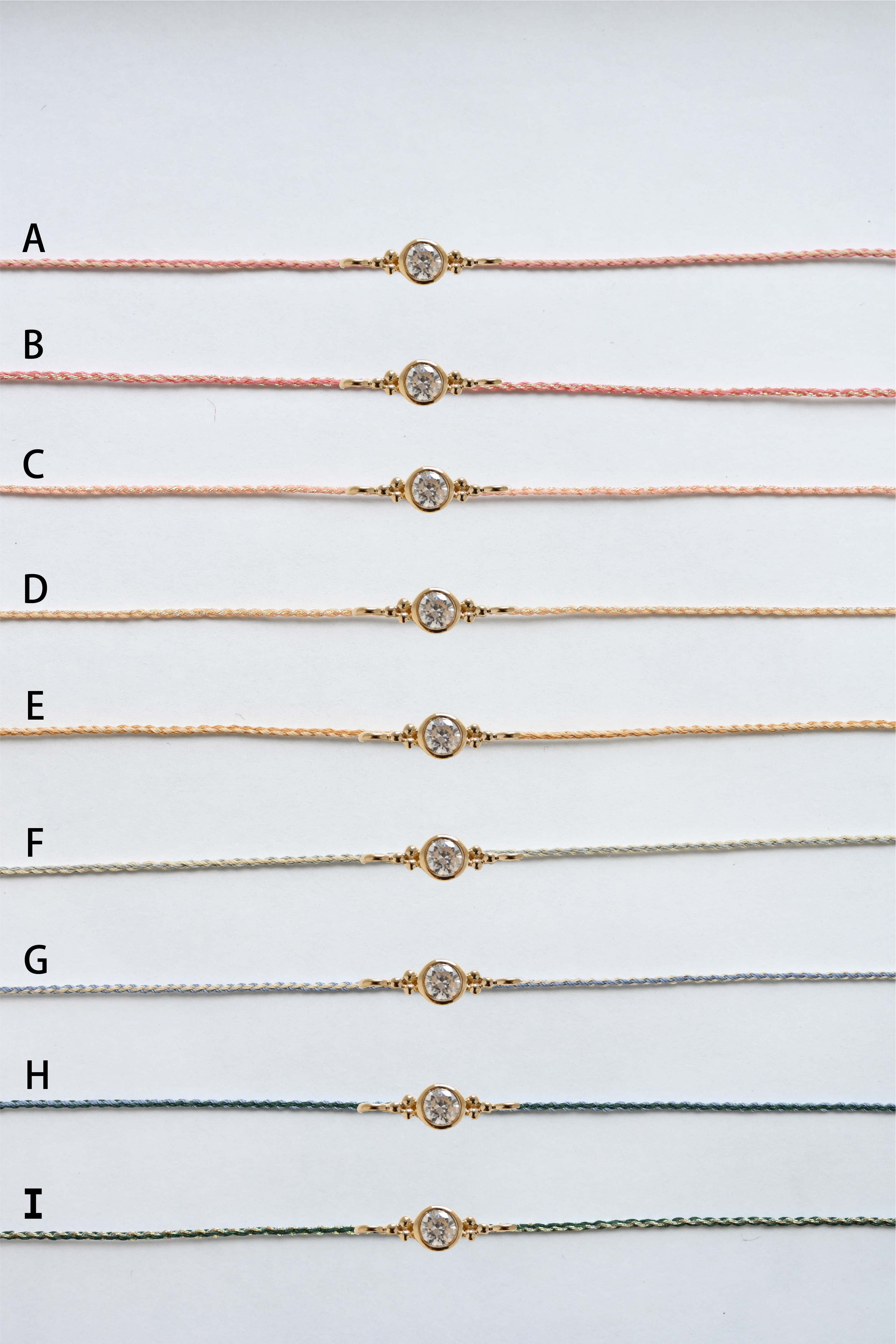 18K Bubble Diamond String Bracelet