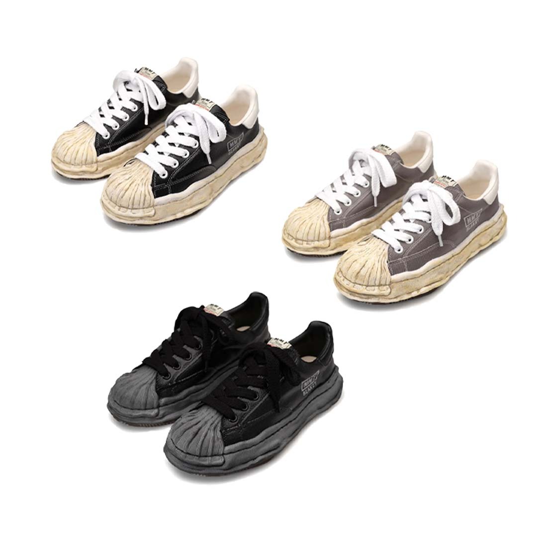 2024SS MAISON MIHARA YASUHIRO BLAKEY OG Sole Silicon Coating Canvas Low-top Sneaker 貝殼頭 洗舊 仿舊 水洗 刷色 上膠 開口笑 溶解鞋 A13FW727