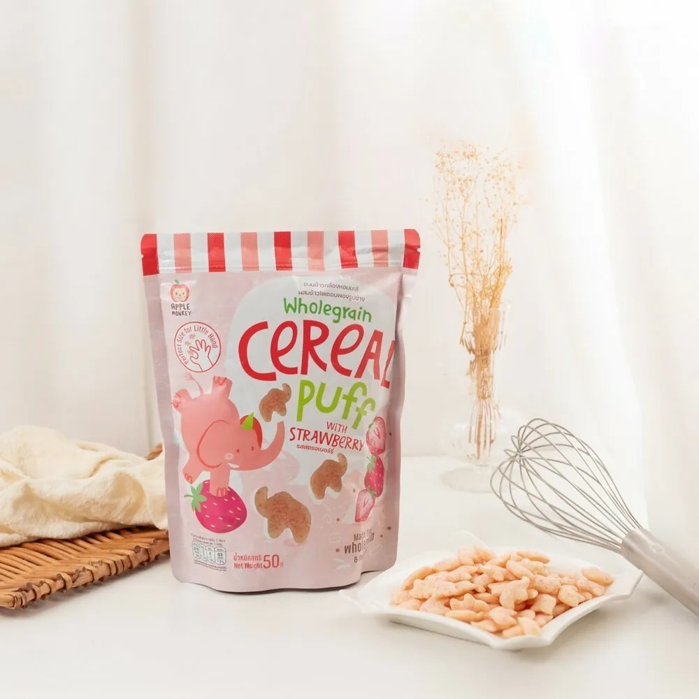 【Apple Monkey】象象泡芙麥片 草莓(50g)