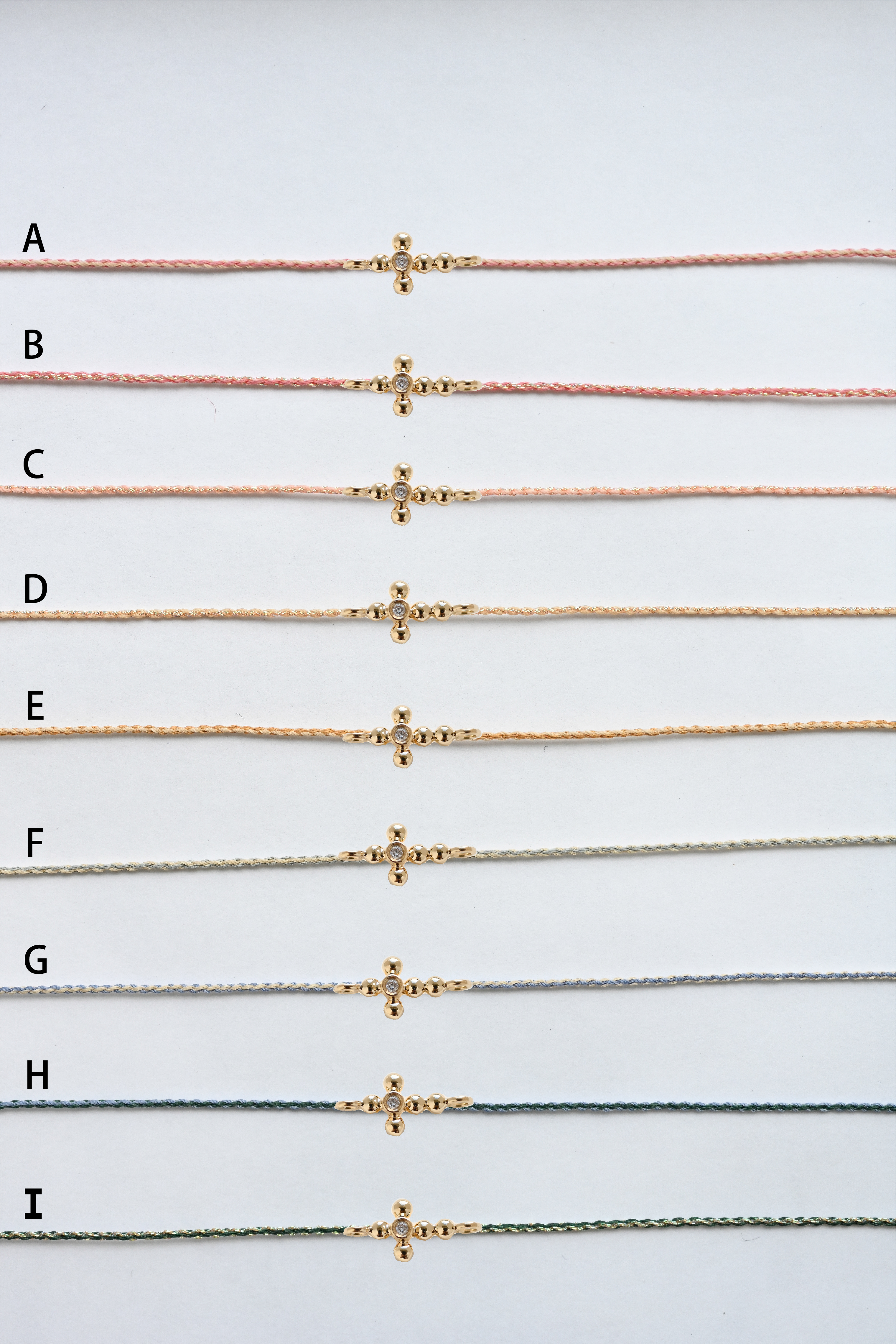 18K Cross Diamond String Bracelet