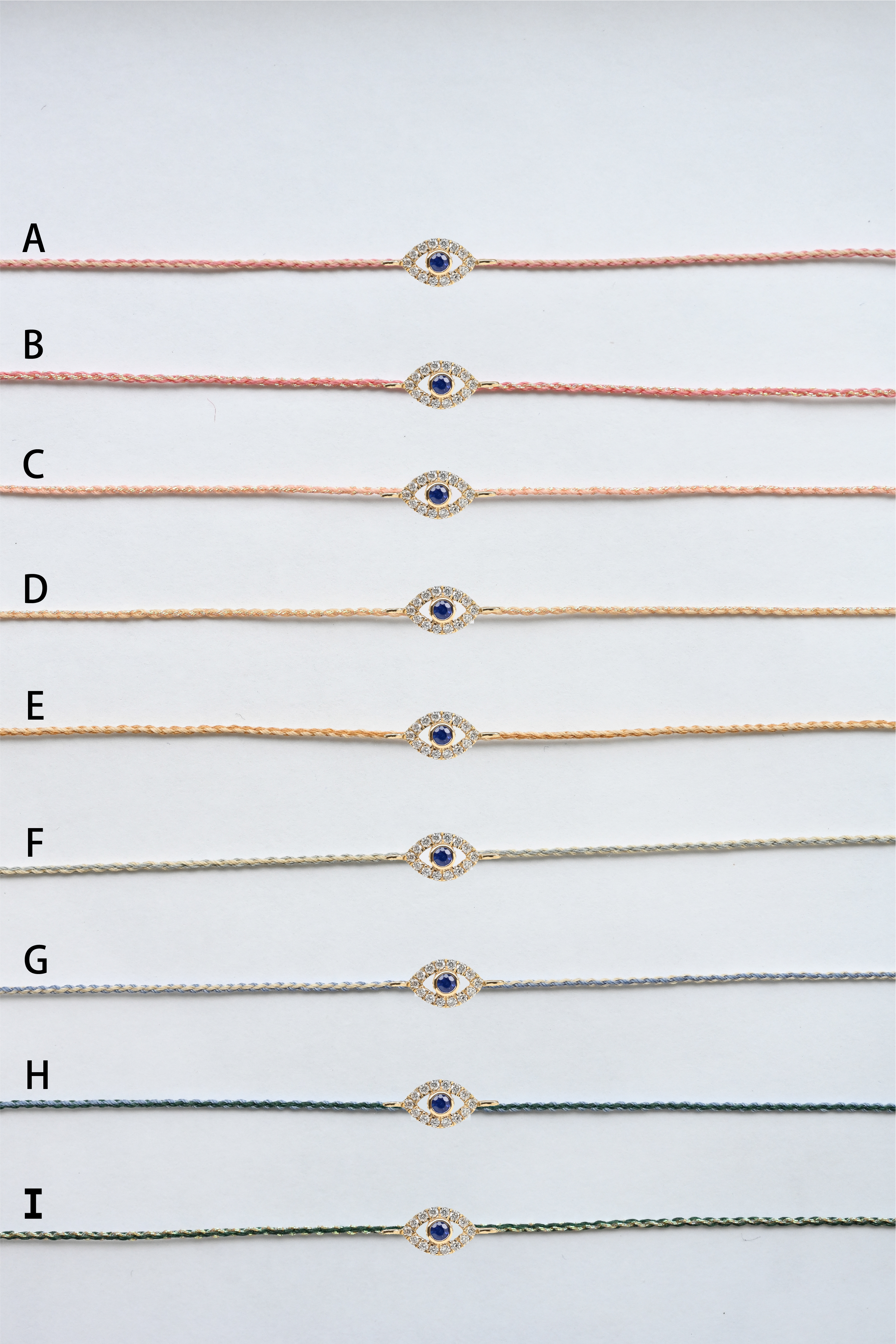 18K Evil Eye Diamond String Bracelet