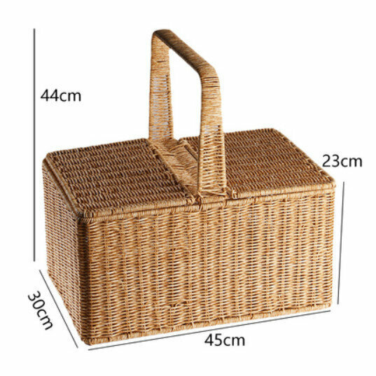 New Plastic Basket Storage Basket with Lid Picnic Basket (Light Color/Square Lid) Size: 45*30*23CM)