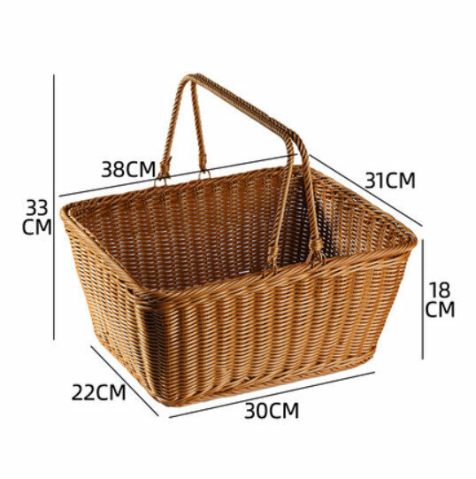 New Plastic Basket Picnic Basket with Lid (Square Large/No Lid) Size: 38*31*18CM)