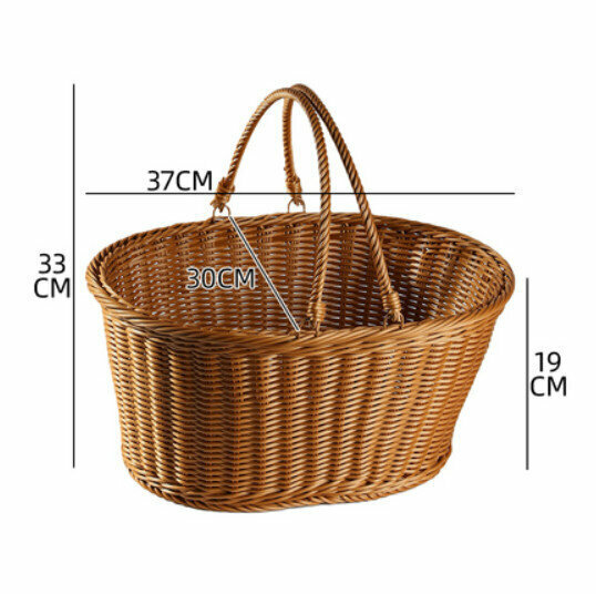 New plastic basket storage basket with lid picnic basket (oval large/no lid) size: 37*30*19CM)