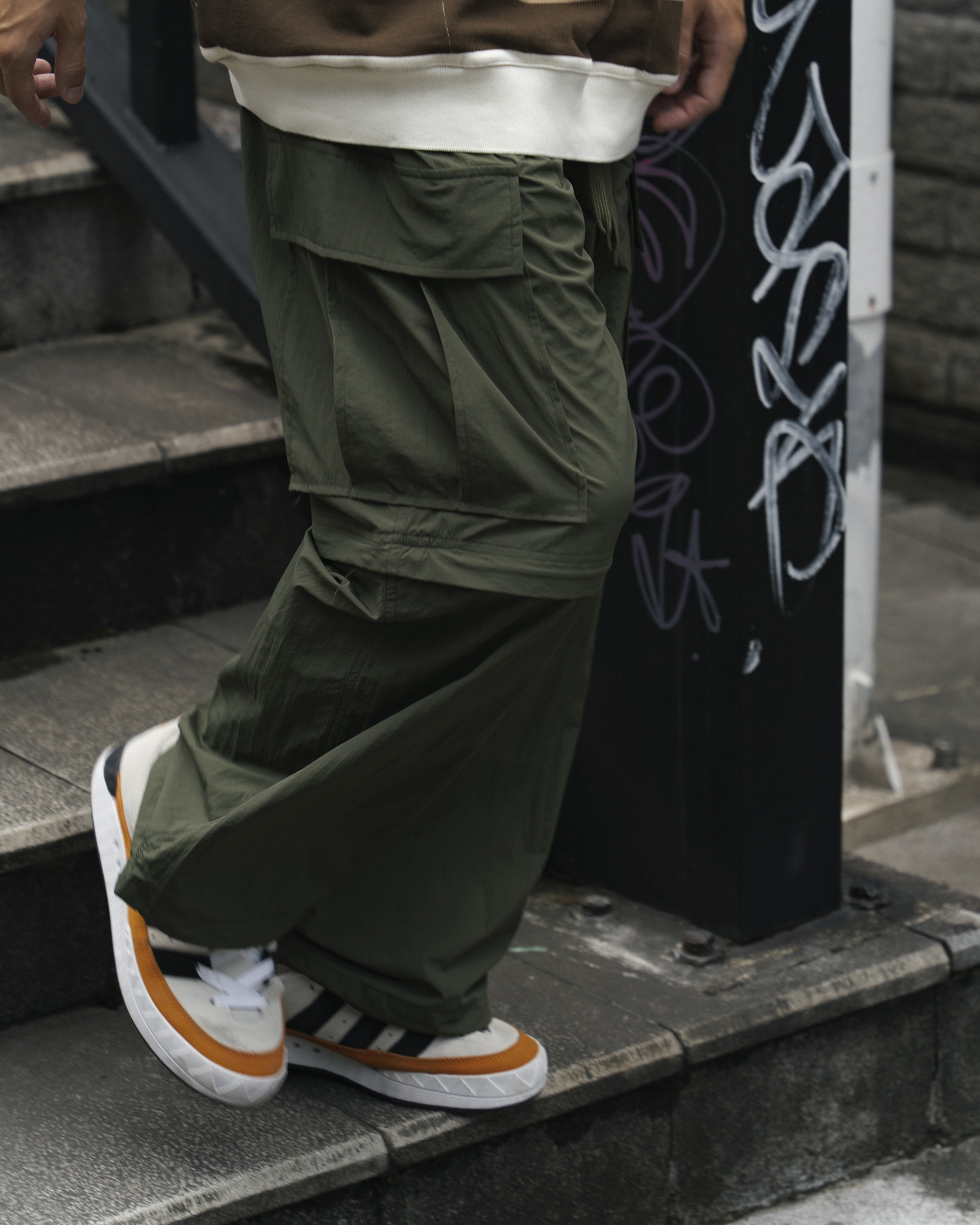 idealism 2Way Pants 軍綠 丈青 皺感薄尼龍 可拆工作褲【ID24034】