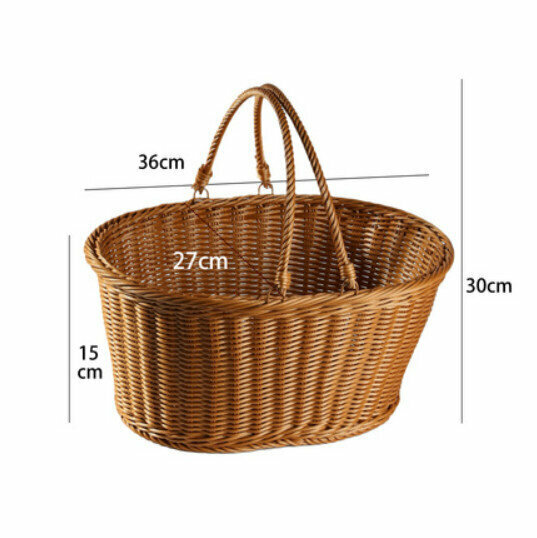 New Plastic Basket Storage Basket with Lid (Oval Medium/No Cover) Size: 36*27*15CM)