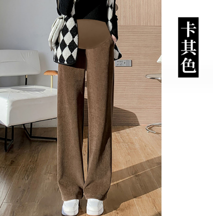 熱推孕婦闊腿褲直筒褲【常規款卡其色M-3XL碼】（下單後聯絡客服確認發貨尺碼）