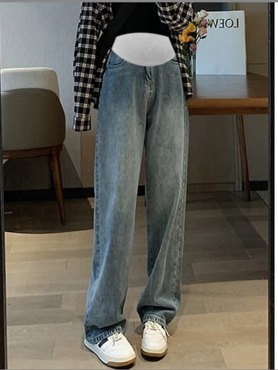 爆款孕婦牛仔褲闊腿褲【複合藍加絨M-2XL碼】（下單後聯絡客服確認發貨尺碼）