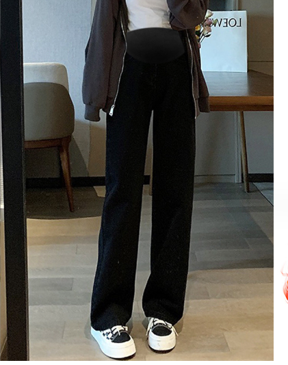 爆款孕婦牛仔褲闊腿褲【黑色加絨M-2XL碼】（下單後聯絡客服確認發貨尺碼）