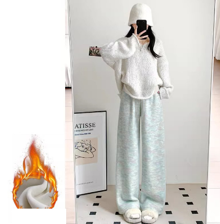 爆款孕婦褲闊腿褲【藍色彩虹【加絨款】M-3XL碼】（下單後聯絡客服確認發貨尺碼）