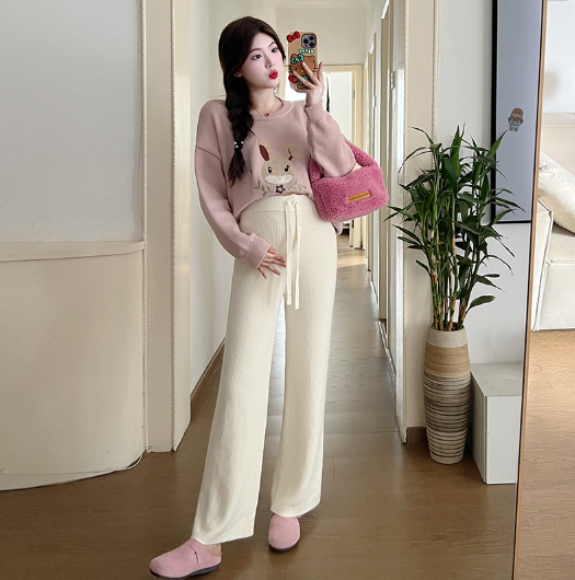 爆款加絨孕婦褲闊腿褲【杏色M-XL碼】（下單後聯絡客服確認發貨尺碼）