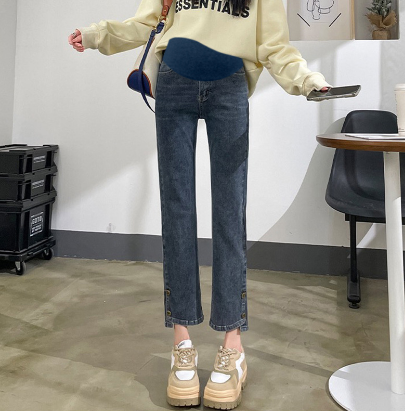 爆款孕婦牛仔褲【藍灰色M-3XL碼】（下單後聯絡客服確認發貨尺碼）