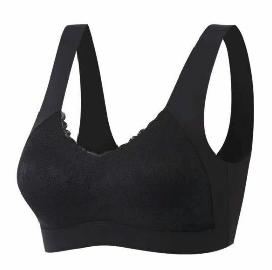 爆款乳膠無痕無鋼圈運動內衣 胸圍 文胸（黑色 XL碼）