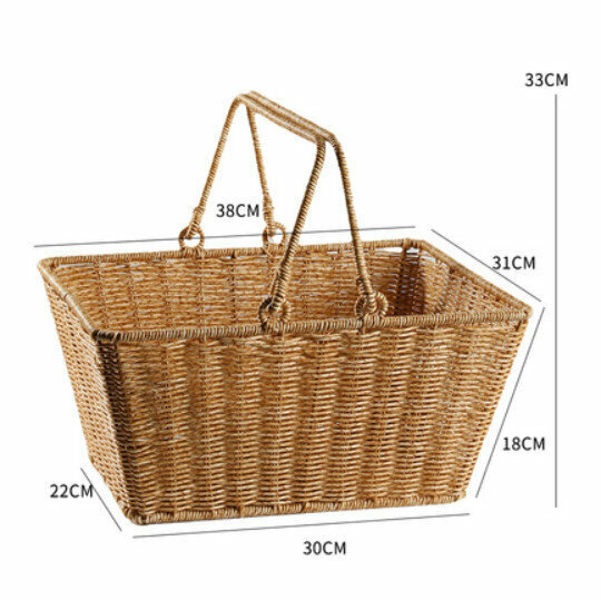 New Plastic Basket Storage Basket with Lid (Light Color No Cover/Reinforced Upgraded) Size: 38*31*18/33CM)