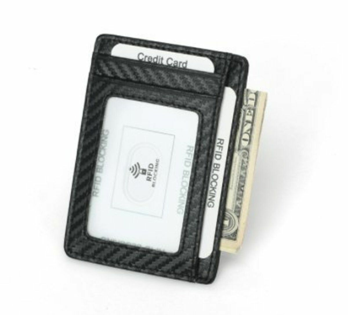 爆款碳纖超薄 RFID 防盜信用皮卡套 八達通 咭片套 現金夾 錢包 紙幣夾