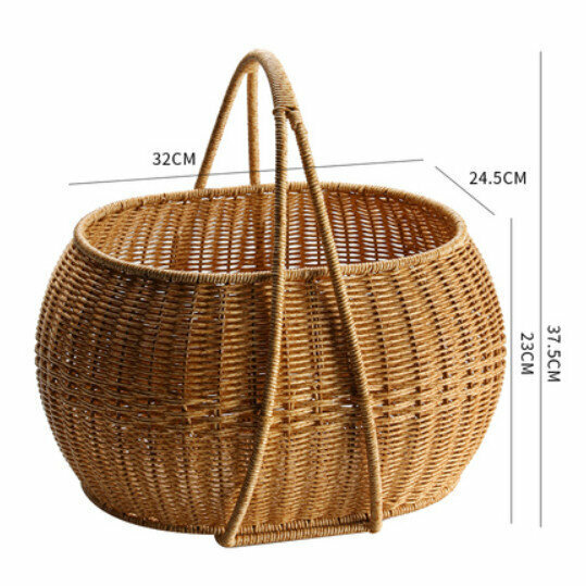 New plastic basket storage basket picnic basket with lid (light blue without lid) size: 32*24.5*23/37.5CM)