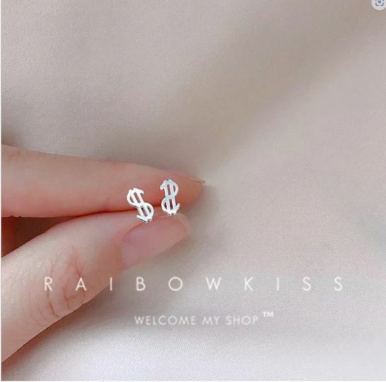 新款純銀日韓簡約防過敏耳釘耳環（符號-銀色）