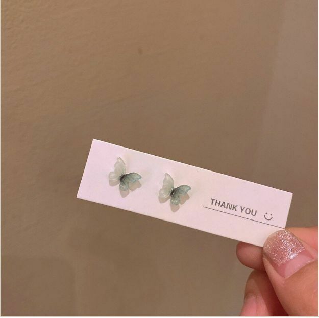 熱賣炫彩樹脂立體蝴蝶結耳環耳釘（淺綠色）