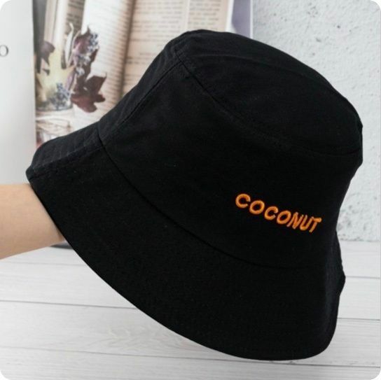 熱賣韓版刺繡立體字母防晒盆帽漁夫帽（立體COCO-黑色）可調節