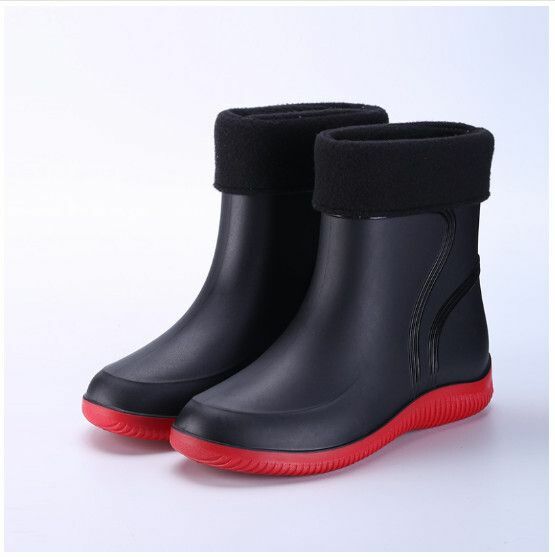 爆款戶外時尚加厚耐磨雨鞋【3306加棉套【黑紅】要買大一碼】【尺碼：36-45碼】【下單後請聯絡客服確認發貨尺碼】