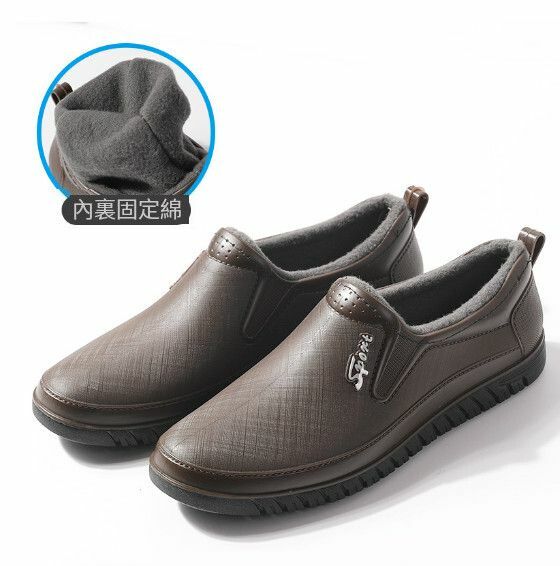 爆款時尚防水防滑雨鞋【XD598【棕色加固定絨】不可拆】【尺碼：39-45碼】【下單後請聯絡客服確認發貨尺碼】